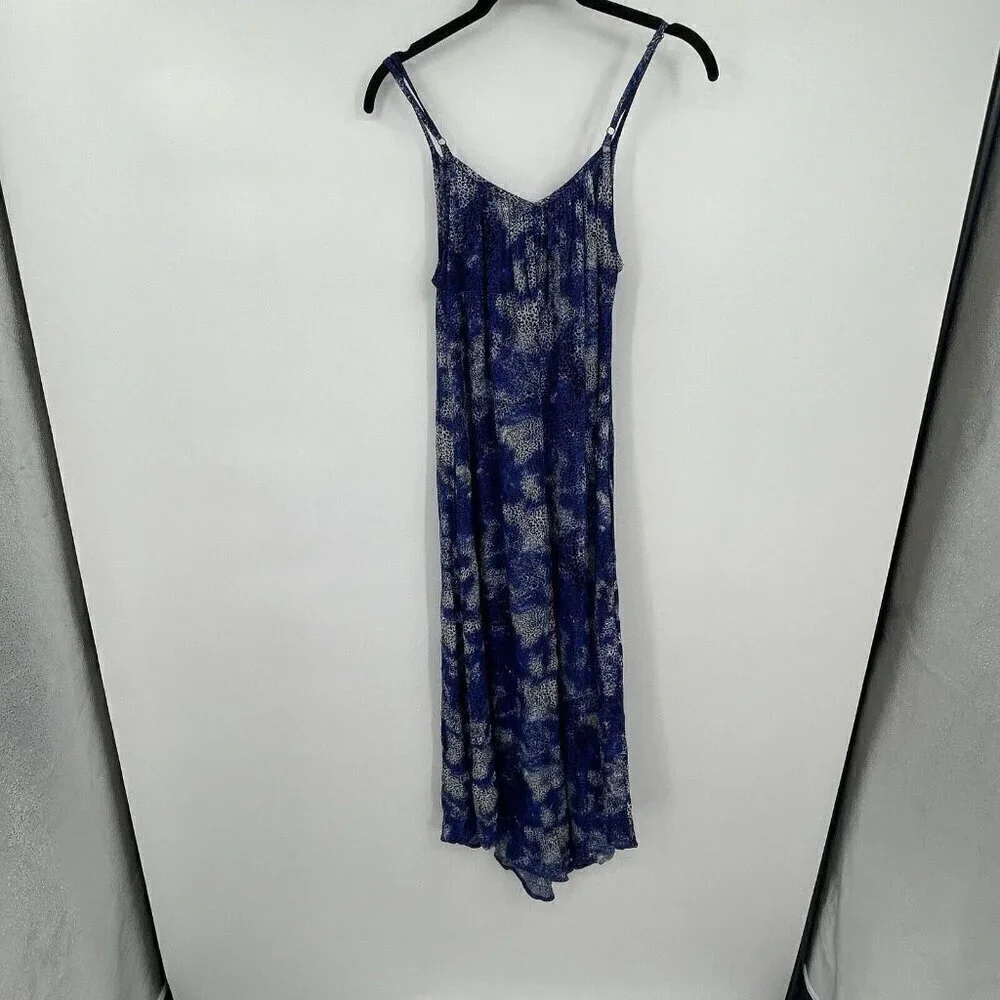 Socialite Womens Jumpsuit XS Sleeveless Blue Stretchy Multi Color V Neck Pleated